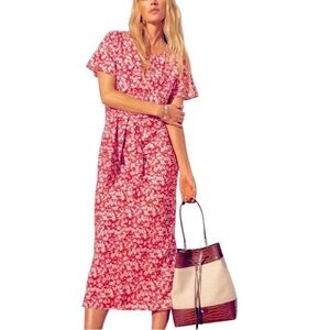 Lauren Ralph Lauren Keyhole Crepe Dress red and white floral size 14